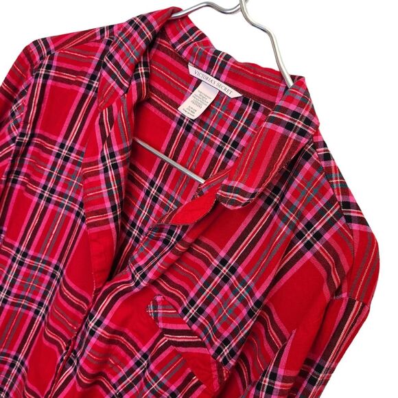 Victoria's Secret Red Plaid Long Sleeve Button Up Pajama Top S - Picture 4 of 14
